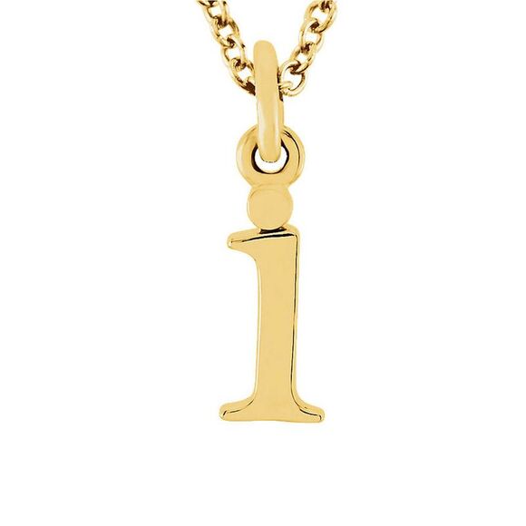 The Abbey Lower Case Initial 'i' Necklace in 14k Yellow Gold, 16 Inch - Picture 1 of 3